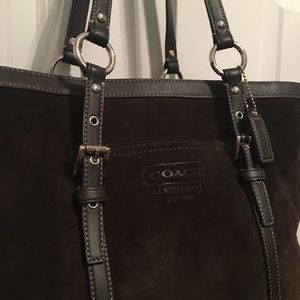 Coach brown suede tote purse